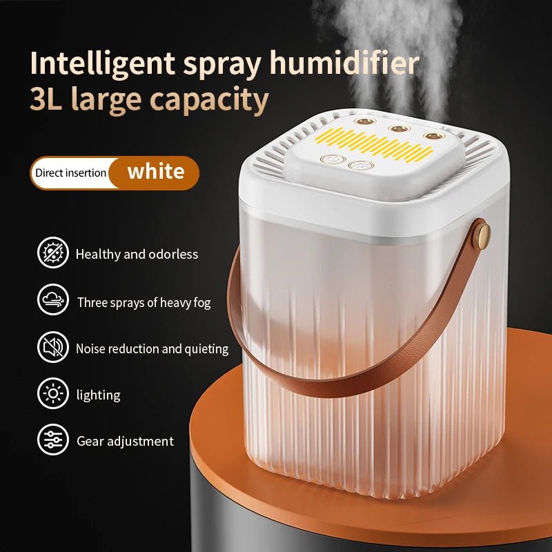 3L Air Humidifier 3 Nozzles Smart Cool Mist Humidifier For Home Bedroom Office night light USB Humidifier Diffuser - memorylane shop