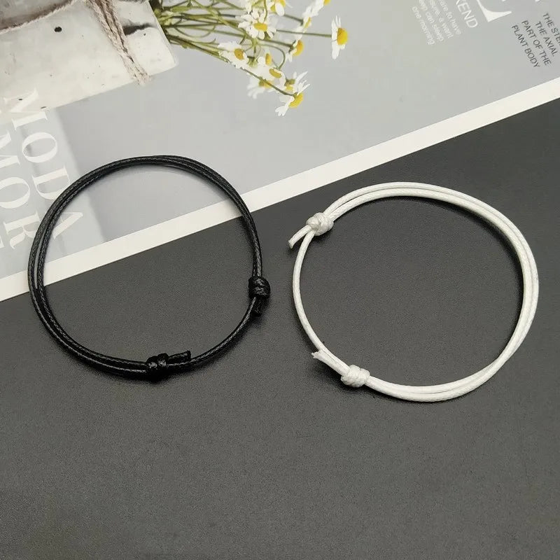 2 pcs /lots Rope Anklet Black White Red Color Adjustable Classic Men Women Summer Barefoot Sandals Jewelry On Foot - memorylane shop