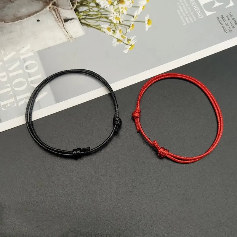 2 pcs /lots Rope Anklet Black White Red Color Adjustable Classic Men Women Summer Barefoot Sandals Jewelry On Foot - memorylane shop