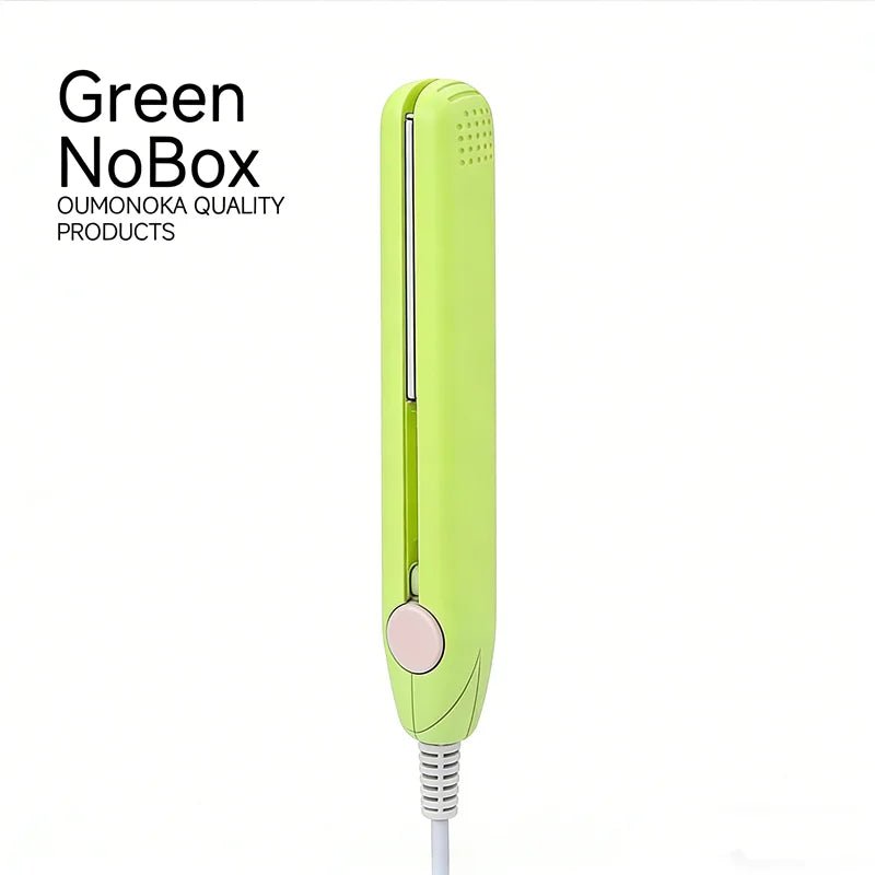 Green hair straightener on a white background with 'Green NoBox' branding.