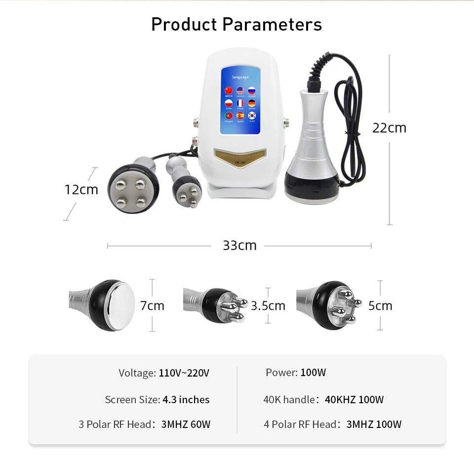 40K 3 - in - 1 Ultrasonic Body Shaping Instrument Negative Pressure Slimming Beauty Massage Facial Care Beauty Salon Dedicated - memorylane shop