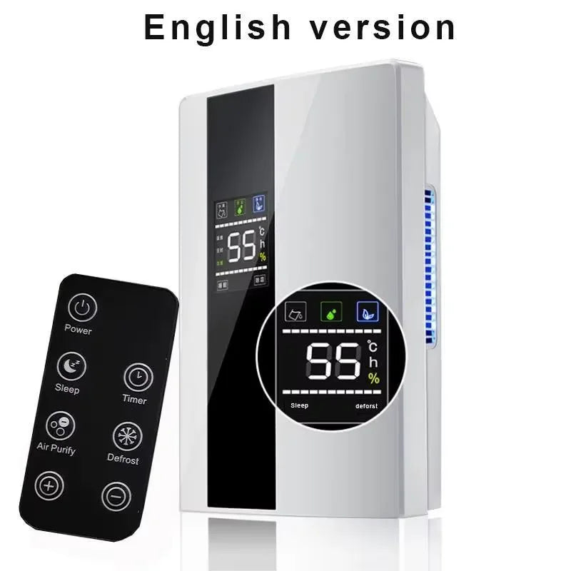 2 in 1 Dehumidifier and Air Purifier Moisture Absorber Household Mute Bedroom Basement Remote Control Timing External Water Pipe