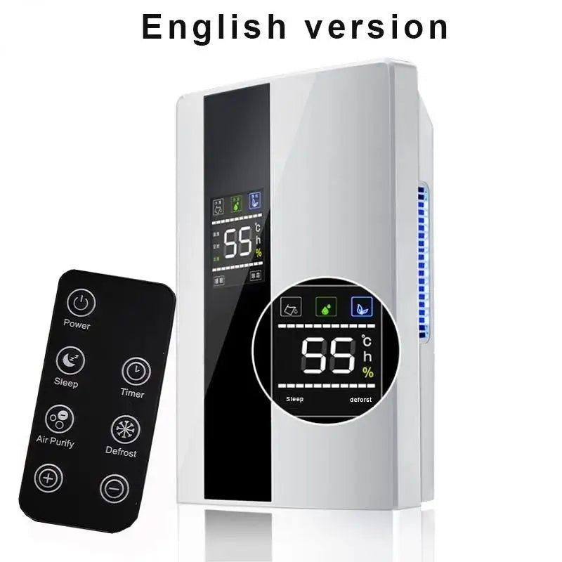 2 in 1 Dehumidifier and Air Purifier Moisture Absorber Household Mute Bedroom Basement Remote Control Timing External Water Pipe