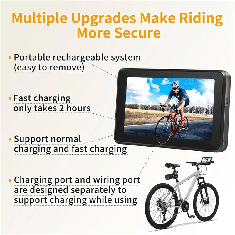 B48B - Bicycle Rear View Camera 4.3" Monitor Bike Recorder Camera 1080P Portable Night Vision For Mountain, Road E - Bike - memorylane shop
