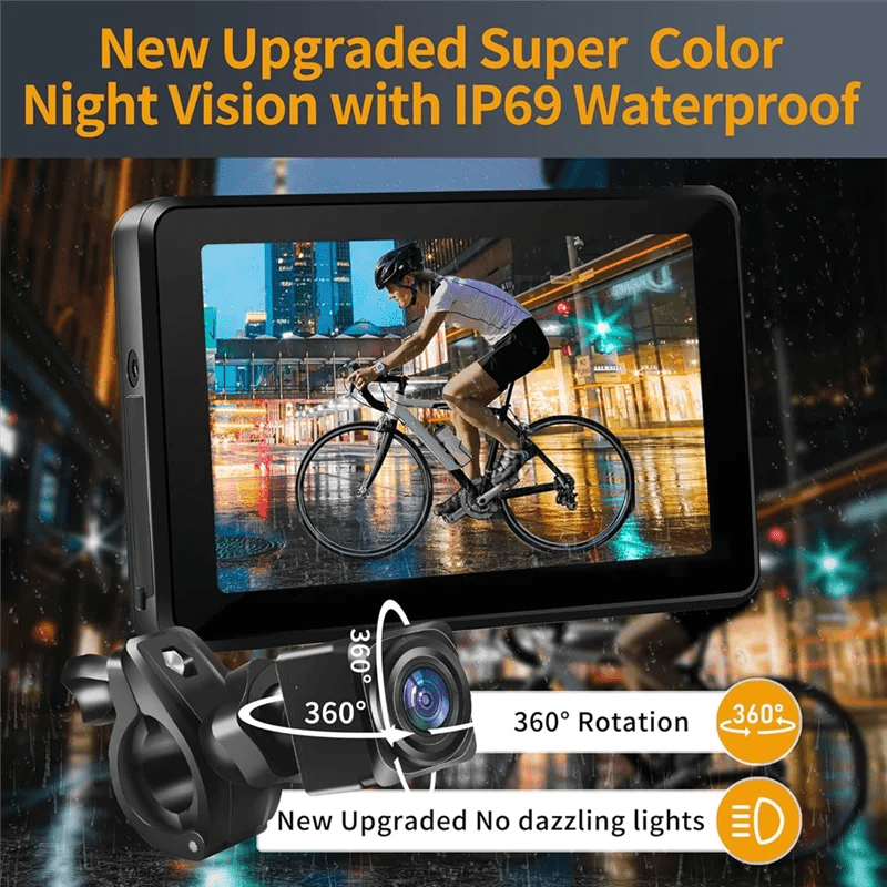 B48B - Bicycle Rear View Camera 4.3" Monitor Bike Recorder Camera 1080P Portable Night Vision For Mountain, Road E - Bike - memorylane shop
