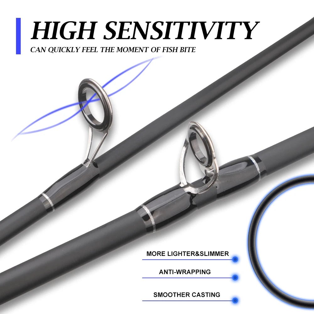 ROLLFISH Carbon Fiber Spinning Casting Fishing Rod M Power Fast Action For Freshwater & Saltwater Bass Trout Carp Fish - memorylane shop