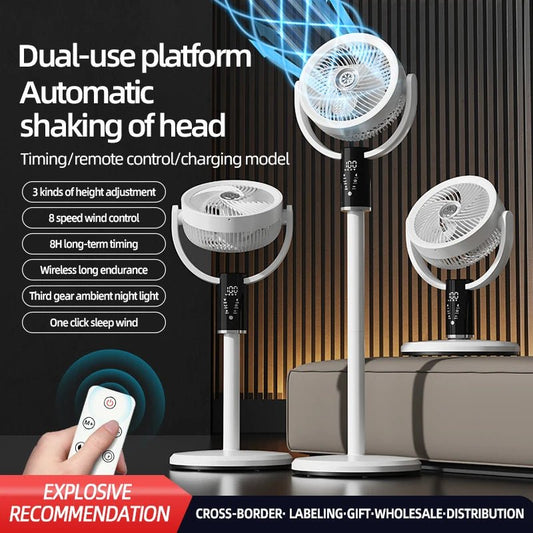 Floor Standing Fan Remote Control 6000mAh USB Rechargeable Height Adjustable Air Circulator for Camping Home Office Sturdy Base - memorylane shop