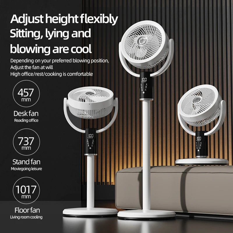 Floor Standing Fan Remote Control 6000mAh USB Rechargeable Height Adjustable Air Circulator for Camping Home Office Sturdy Base - memorylane shop