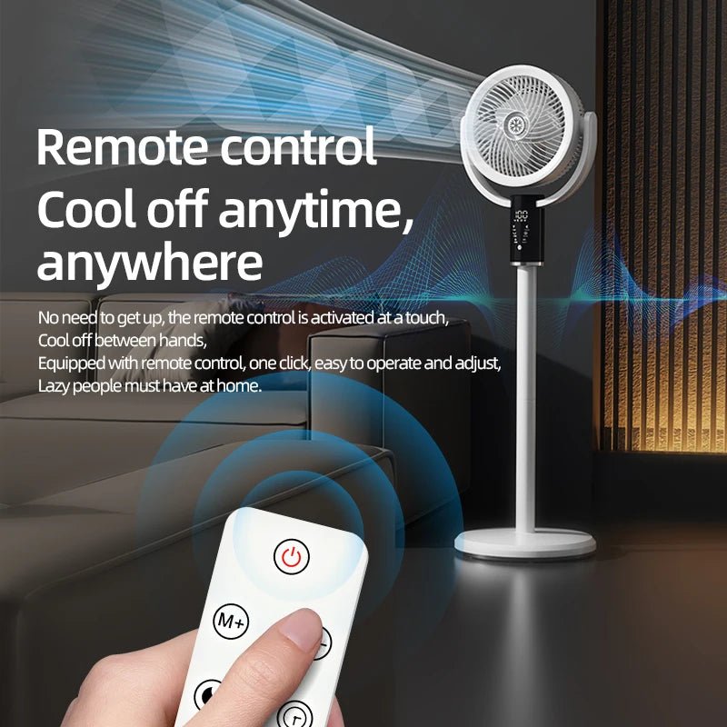 Floor Standing Fan Remote Control 6000mAh USB Rechargeable Height Adjustable Air Circulator for Camping Home Office Sturdy Base - memorylane shop