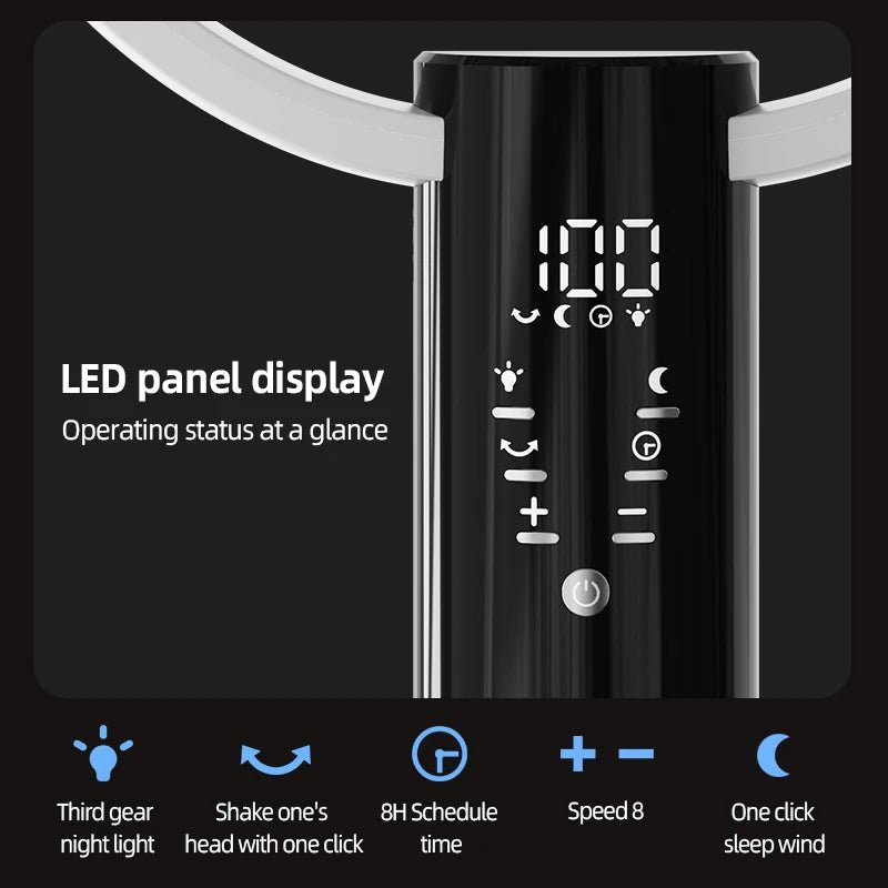 Floor Standing Fan Remote Control 6000mAh USB Rechargeable Height Adjustable Air Circulator for Camping Home Office Sturdy Base - memorylane shop