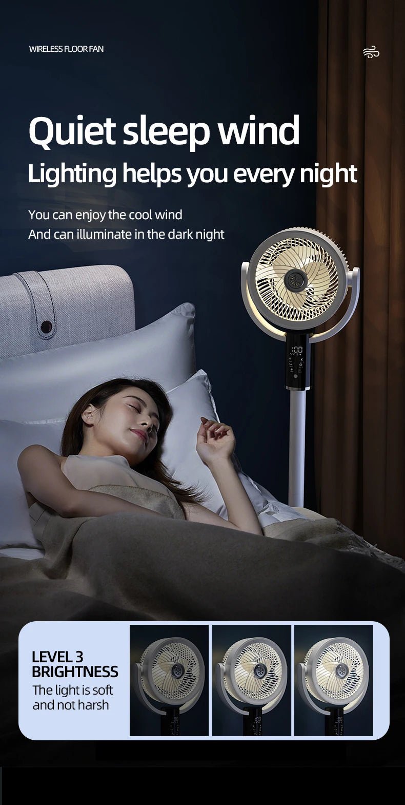 Floor Standing Fan Remote Control 6000mAh USB Rechargeable Height Adjustable Air Circulator for Camping Home Office Sturdy Base - memorylane shop