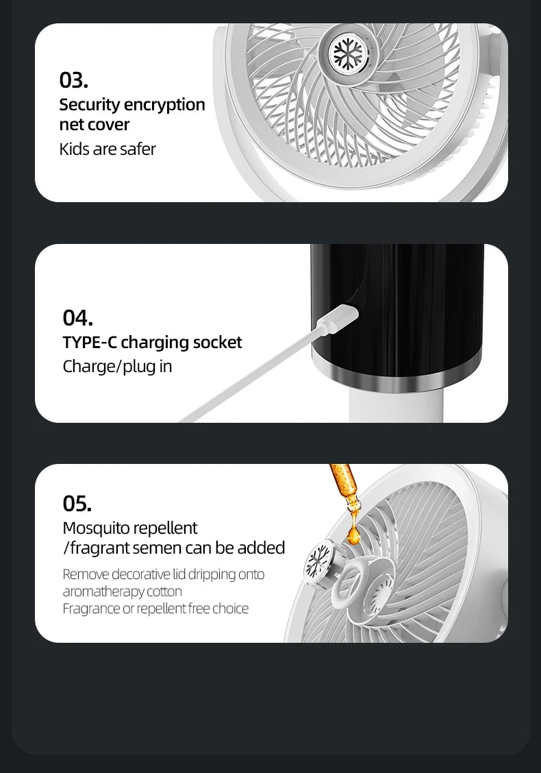 Floor Standing Fan Remote Control 6000mAh USB Rechargeable Height Adjustable Air Circulator for Camping Home Office Sturdy Base - memorylane shop