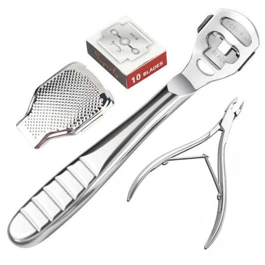 Foot Callus Shaver Heel Hard Skin Remover Hand Feet Pedicure Razor Tool Shavers Stainless Steel Handle 10 Blades Foot Care Tools - memorylane shop