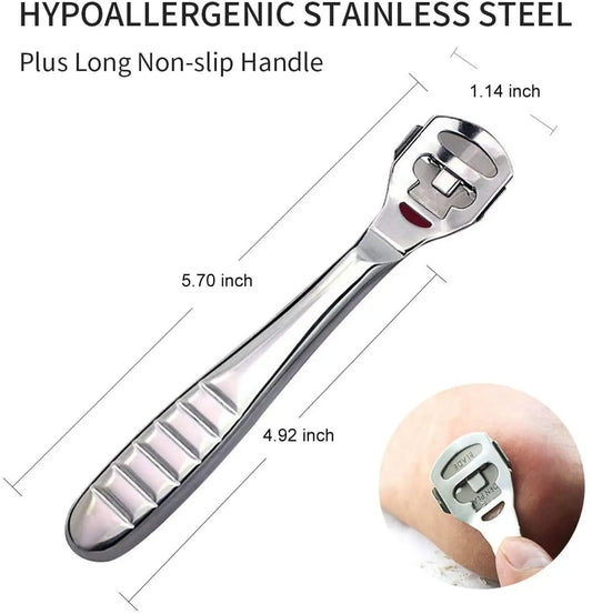 Foot Callus Shaver Heel Hard Skin Remover Hand Feet Pedicure Razor Tool Shavers Stainless Steel Handle 10 Blades Foot Care Tools - memorylane shop