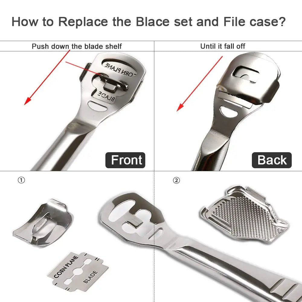 Foot Callus Shaver Heel Hard Skin Remover Hand Feet Pedicure Razor Tool Shavers Stainless Steel Handle 10 Blades Foot Care Tools - memorylane shop