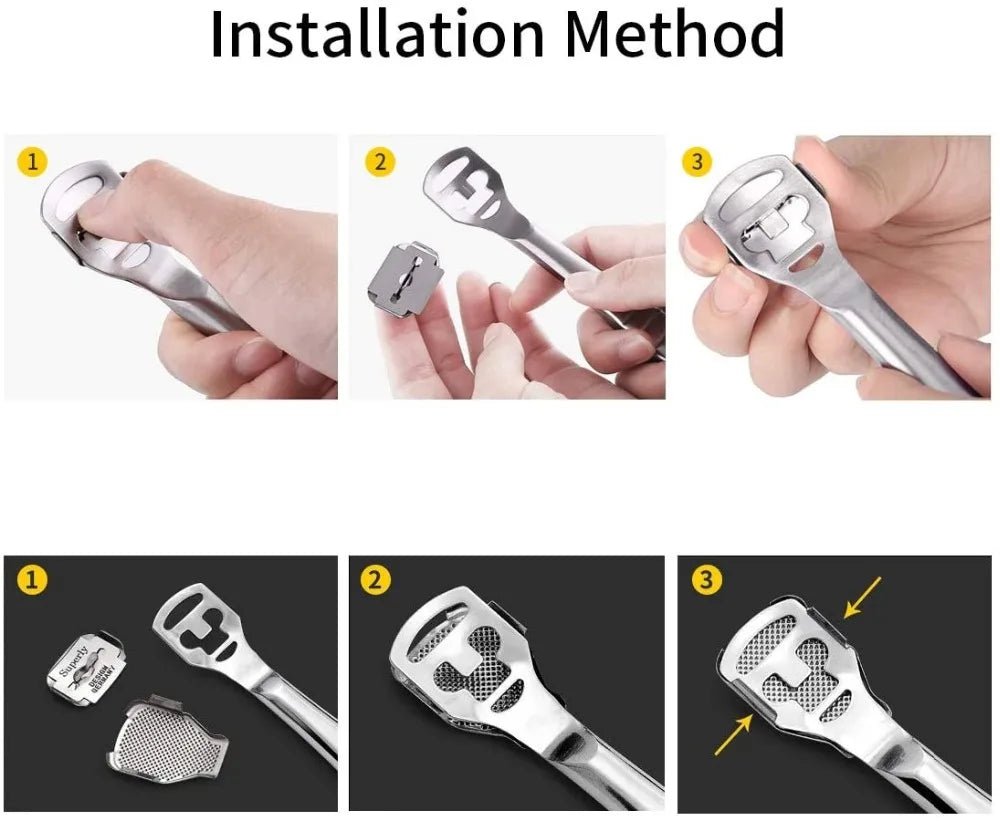 Foot Callus Shaver Heel Hard Skin Remover Hand Feet Pedicure Razor Tool Shavers Stainless Steel Handle 10 Blades Foot Care Tools - memorylane shop