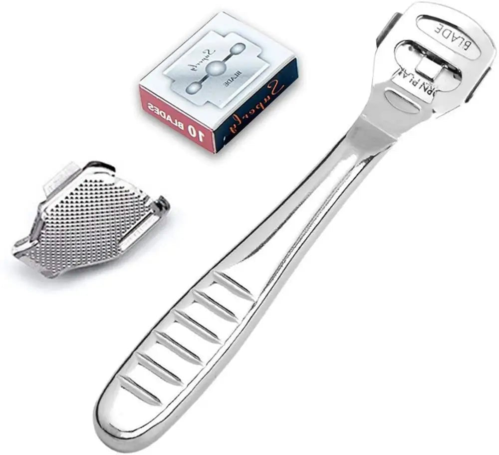 Foot Callus Shaver Heel Hard Skin Remover Hand Feet Pedicure Razor Tool Shavers Stainless Steel Handle 10 Blades Foot Care Tools - memorylane shop