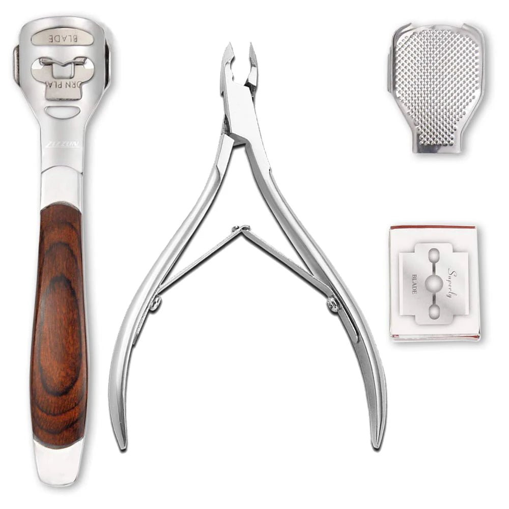 Foot Callus Shaver Heel Hard Skin Remover Hand Feet Pedicure Razor Tool Shavers Stainless Steel Handle 10 Blades Foot Care Tools - memorylane shop