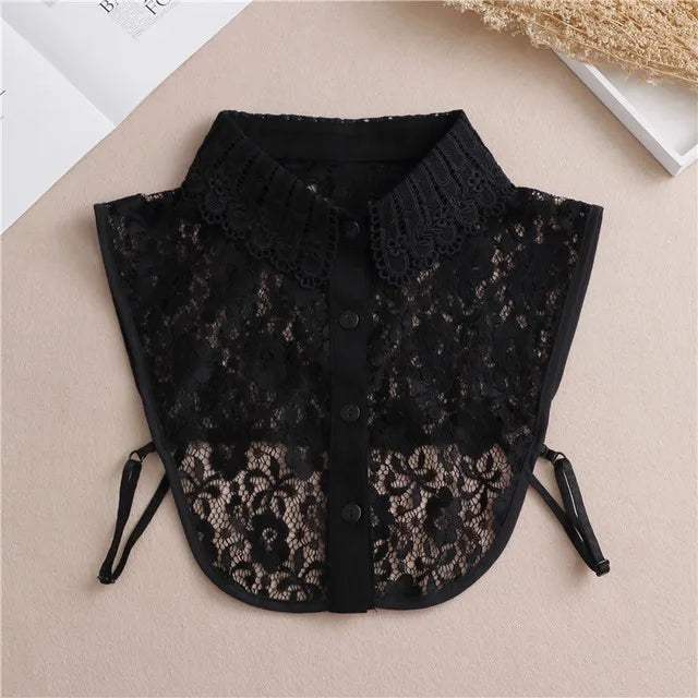 Women's Vintage Lace Front Tie Detachable Collar