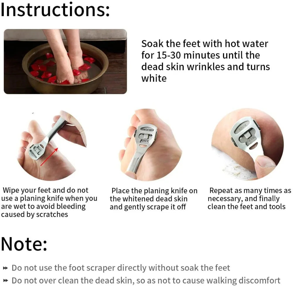 Foot Callus Shaver Heel Hard Skin Remover Hand Feet Pedicure Razor Tool Shavers Stainless Steel Handle 10 Blades Foot Care Tools