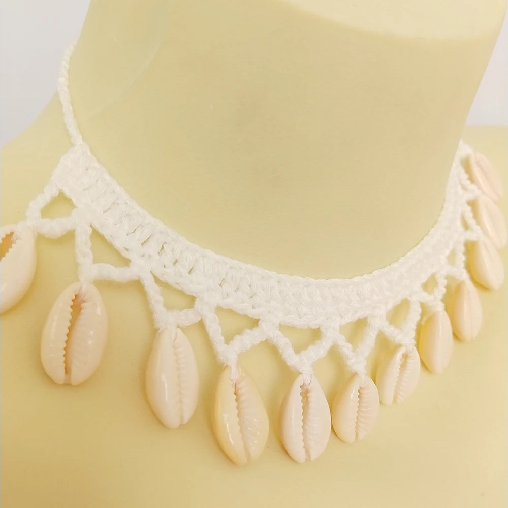 Seashell Anklet Chain – Crochet Bohemian Beach Foot Jewelry