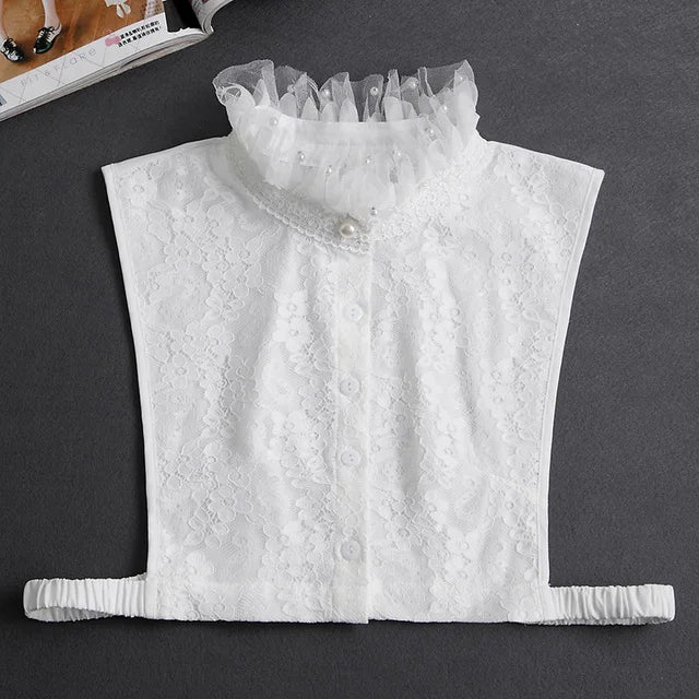Women's Vintage Lace Front Tie Detachable Collar