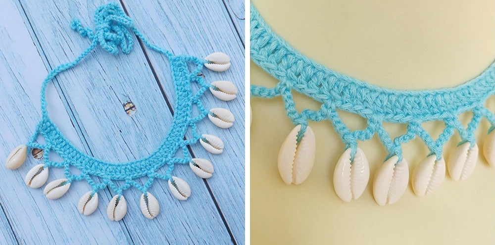 Seashell Anklet Chain – Crochet Bohemian Beach Foot Jewelry