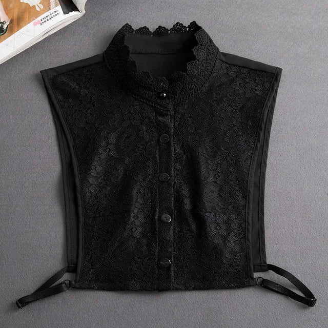 Women's Vintage Lace Front Tie Detachable Collar