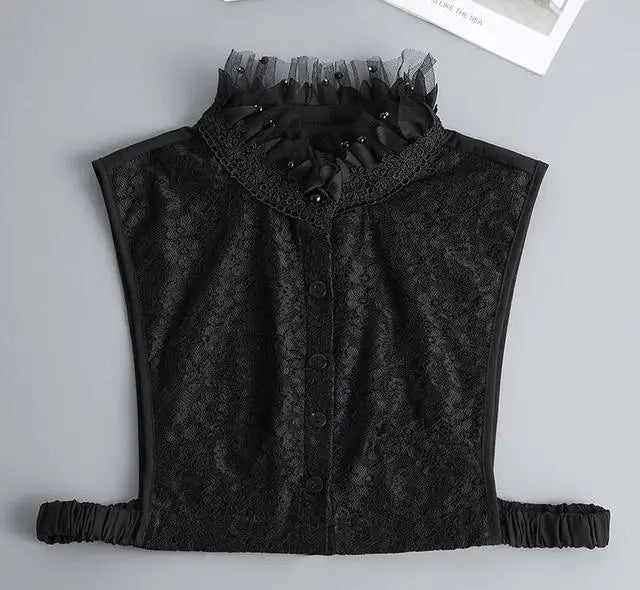 Women's Vintage Lace Front Tie Detachable Collar