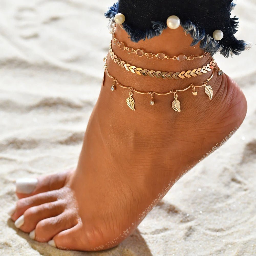 SUMENG 3pcs/set Bohemian Anklets Foot Accessories Summer Beach Barefoot Sandals Bracelet Female Fashion Jewelry For Women Gifts - memorylane shop