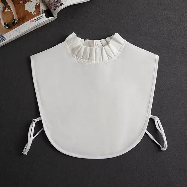 Fashion 2025 Front Tie White Fake Collar for Women Stand Detachable Collar Fake Girls Vintage Lace Ladies False Blouse Collar - memorylane shop