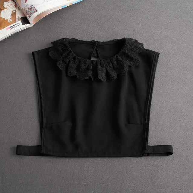 Women's Vintage Lace Front Tie Detachable Collar