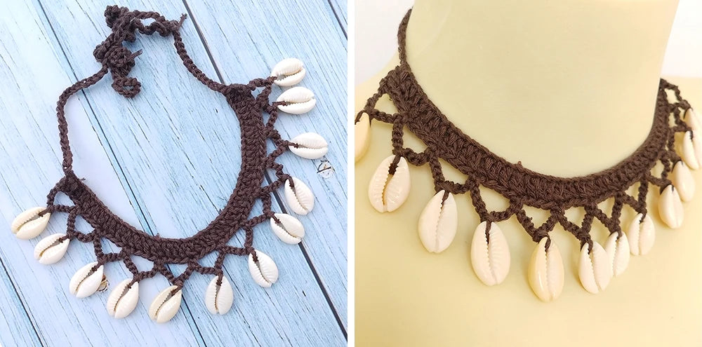 Seashell Anklet Chain – Crochet Bohemian Beach Foot Jewelry