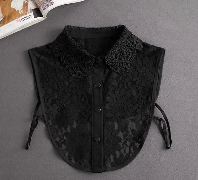 Women's Vintage Lace Front Tie Detachable Collar