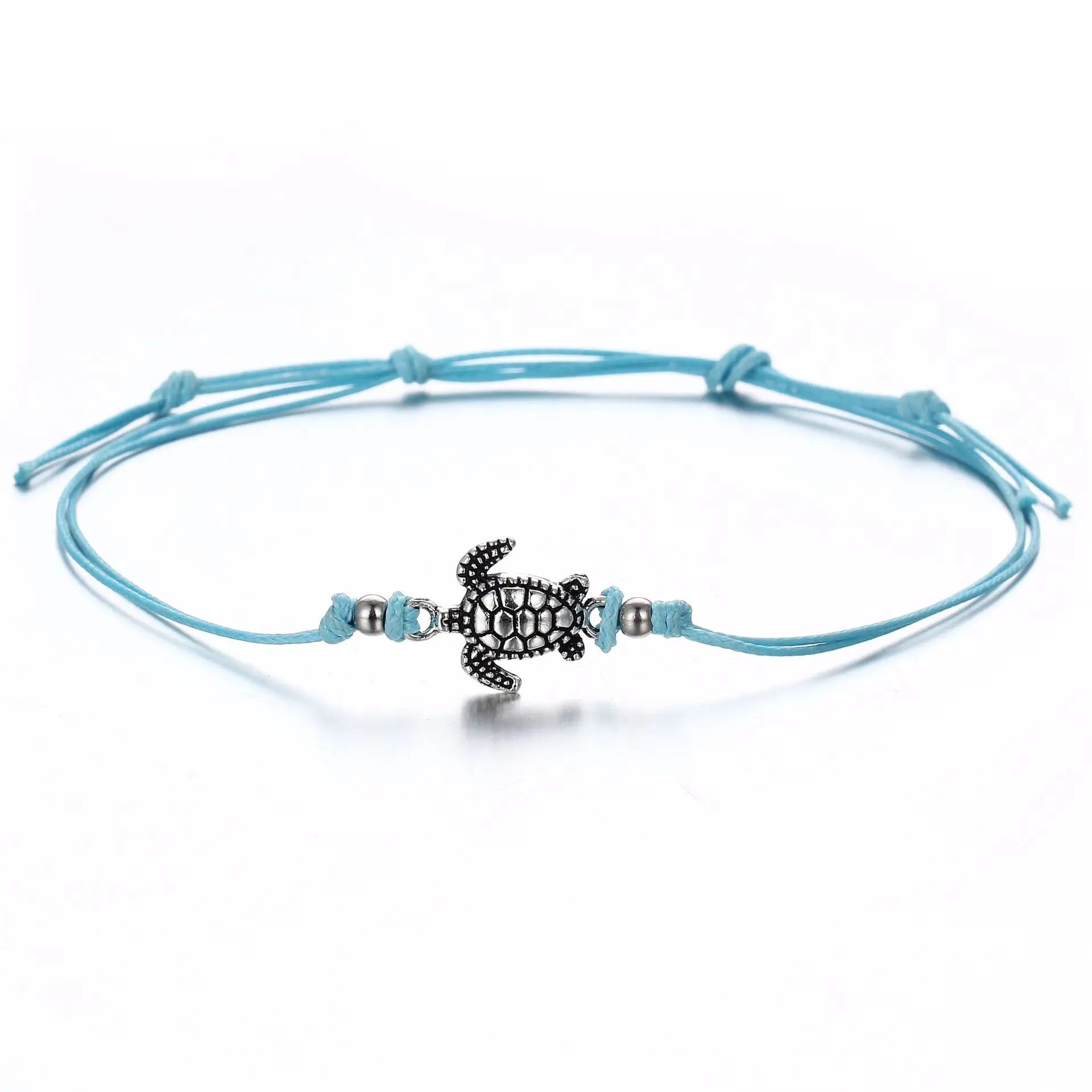 Vintage Turtle Anklets For women Summer Beach Barefoot Crochet Sandals Ankle Bracelets on Foot Wax rope Chain Jewelry