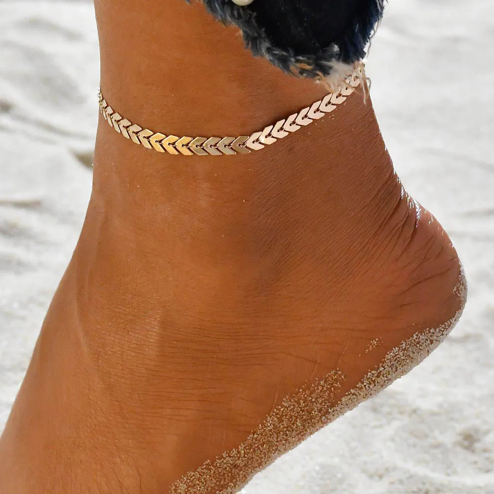 Vintage Turtle Anklets For women Summer Beach Barefoot Crochet Sandals Ankle Bracelets on Foot Wax rope Chain Jewelry