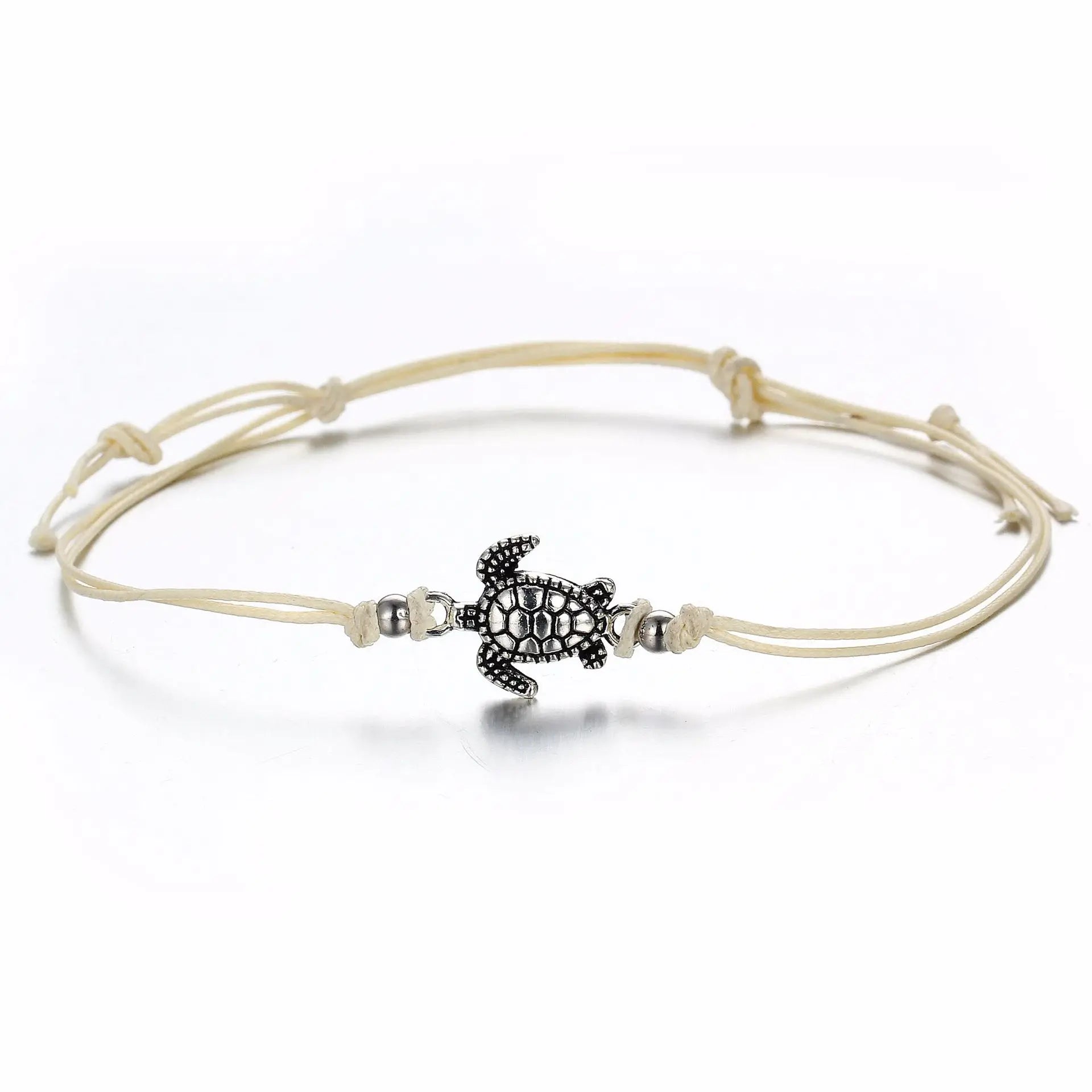 Vintage Turtle Anklets For women Summer Beach Barefoot Crochet Sandals Ankle Bracelets on Foot Wax rope Chain Jewelry