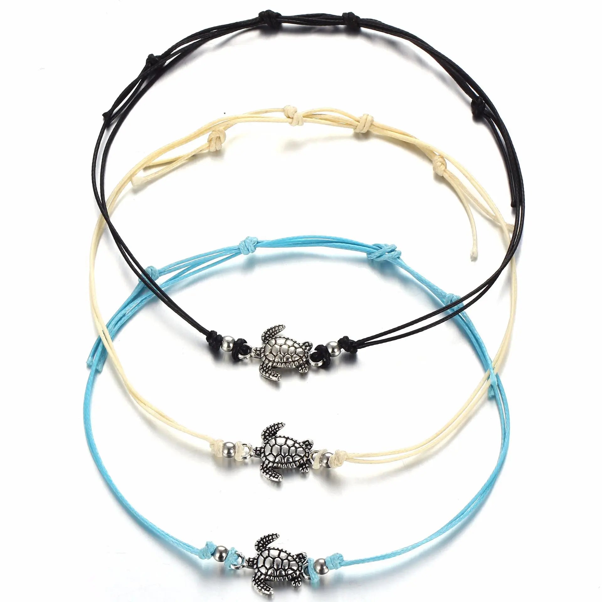 Vintage Turtle Anklets For women Summer Beach Barefoot Crochet Sandals Ankle Bracelets on Foot Wax rope Chain Jewelry