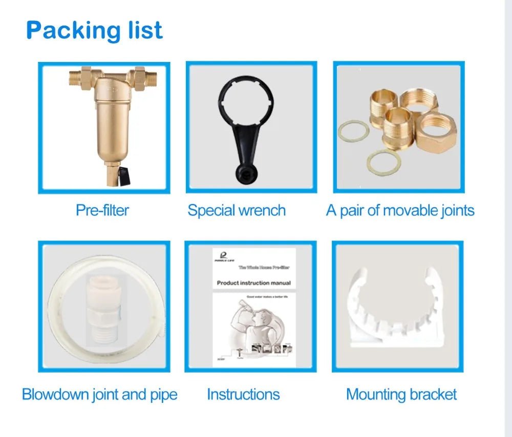 Hot Water siphon backwash Prefilter Purifier system 40micron stainless steel mesh copper Cover whole house Pre - filter - memorylane shop