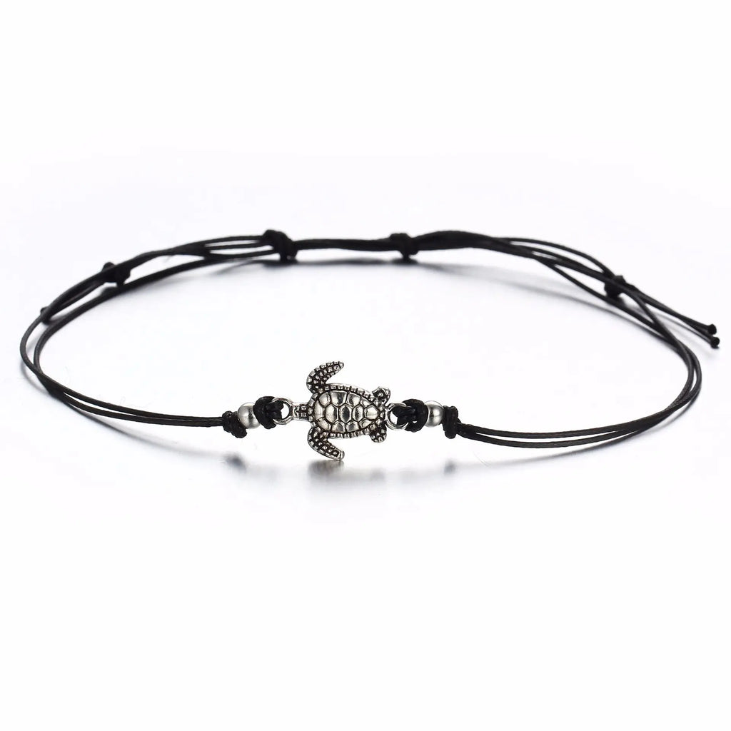 Vintage Turtle Anklets For women Summer Beach Barefoot Crochet Sandals Ankle Bracelets on Foot Wax rope Chain Jewelry - memorylane shop