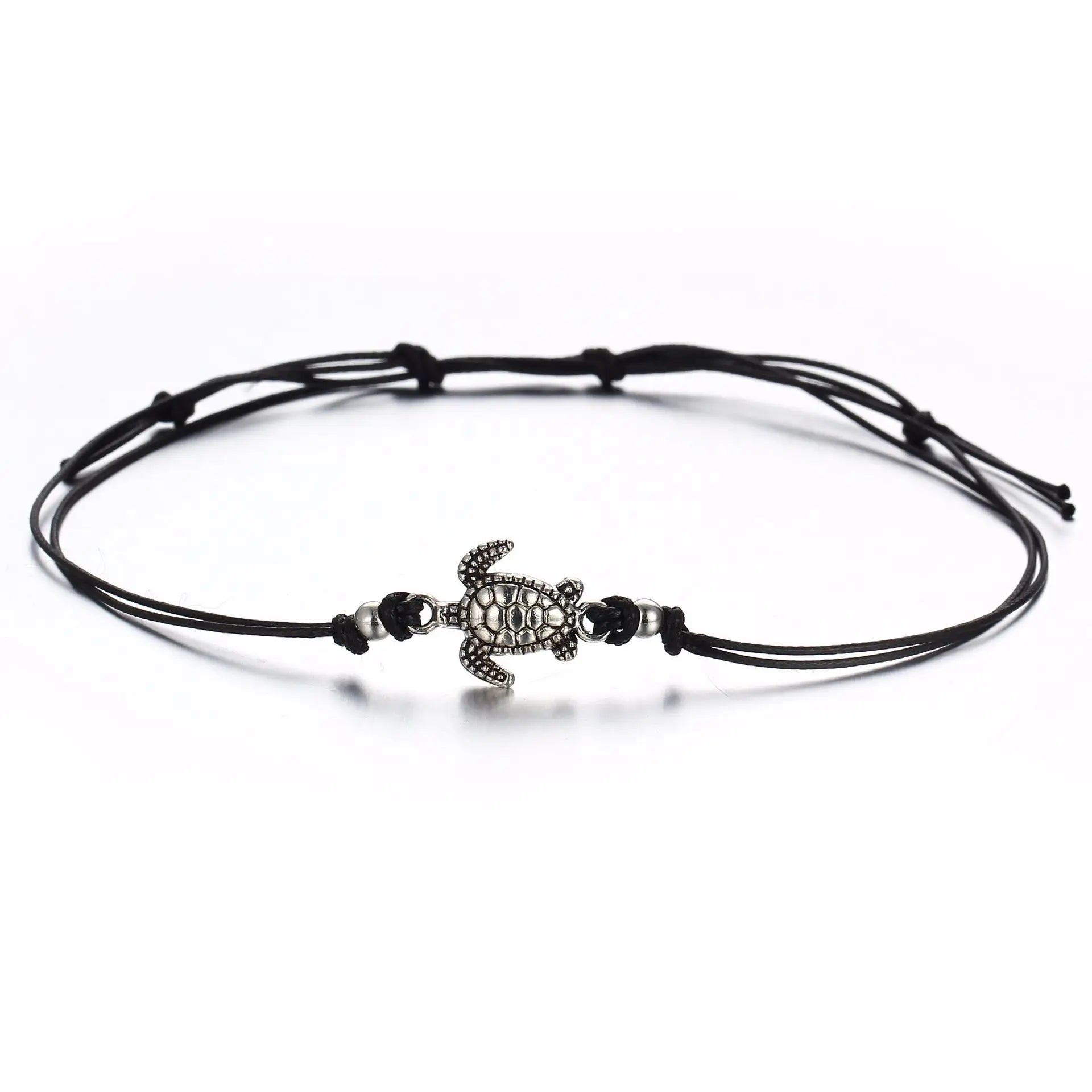 Vintage Turtle Anklets For women Summer Beach Barefoot Crochet Sandals Ankle Bracelets on Foot Wax rope Chain Jewelry