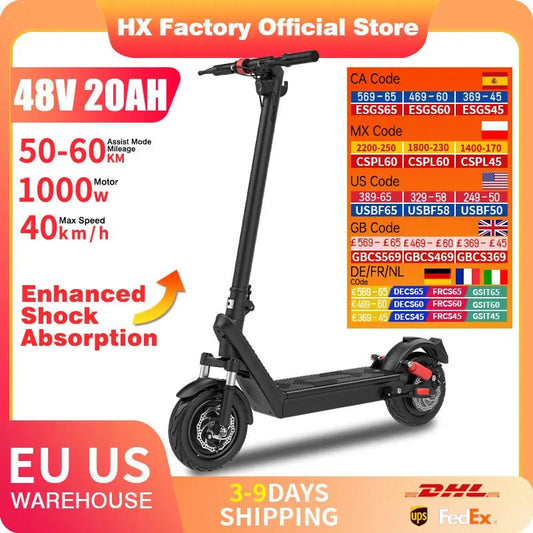 HX X9B electric scooter 1000W 20AH 40KM/H Electric kick scooters e scooter adults electric skateboards Folding escooter Escooter - memorylane shop