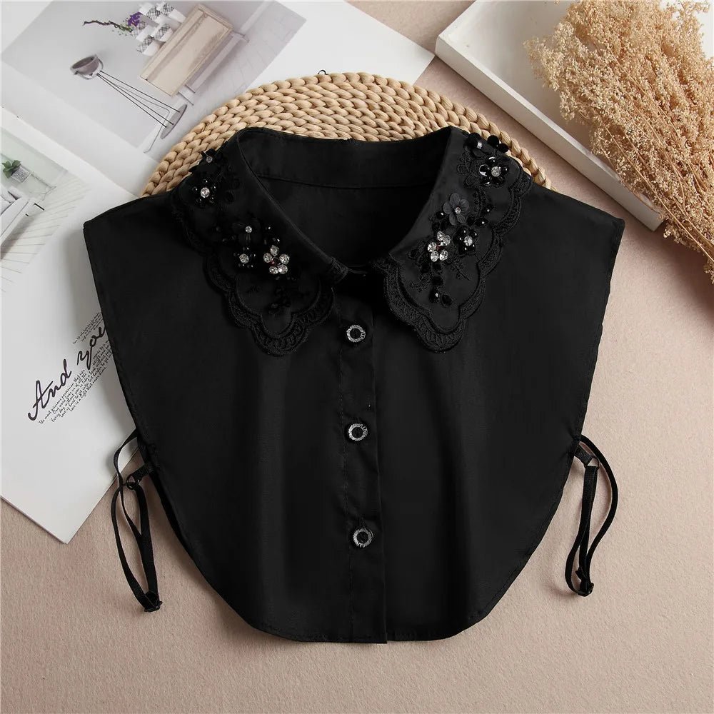 Fashion 2025 Front Tie White Fake Collar for Women Stand Detachable Collar Fake Girls Vintage Lace Ladies False Blouse Collar - memorylane shop