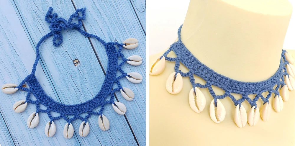 Seashell Anklet Chain – Crochet Bohemian Beach Foot Jewelry