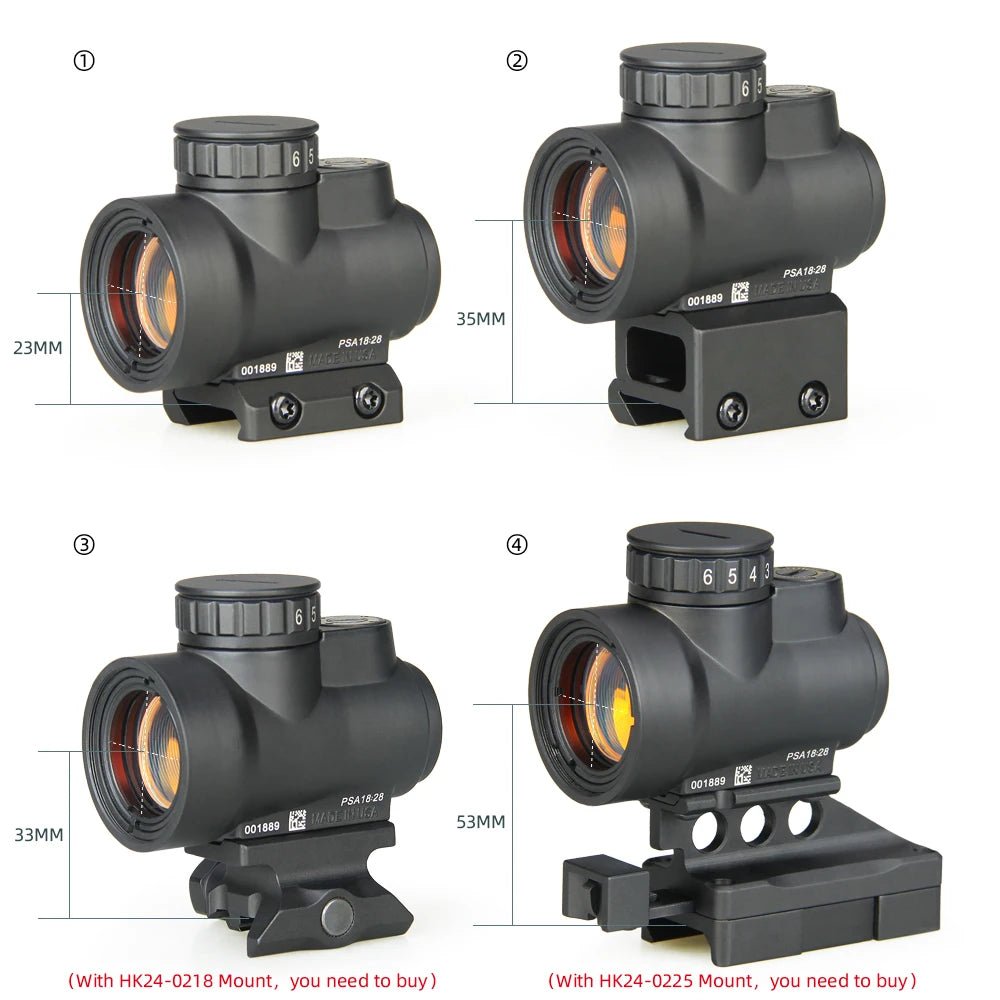 Tactical 1x Mini style red dot sight scope with high and Low picatinny rail mount base hunting shooting HK2 - 0105 - memorylane shop