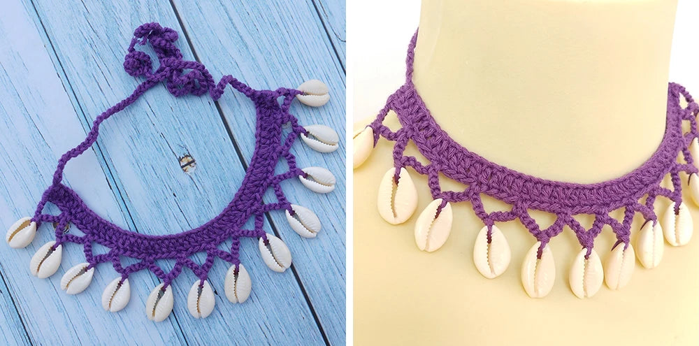 Seashell Anklet Chain – Crochet Bohemian Beach Foot Jewelry