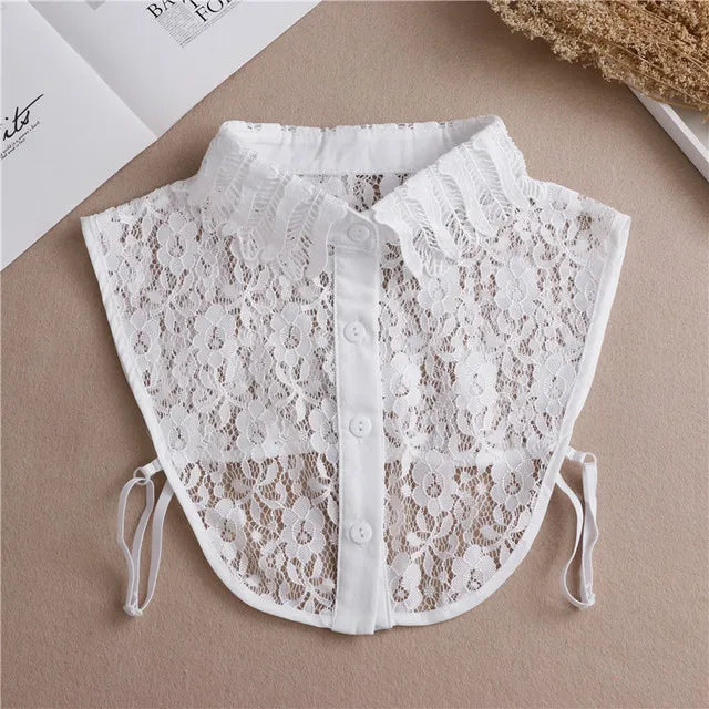 Women's Vintage Lace Front Tie Detachable Collar