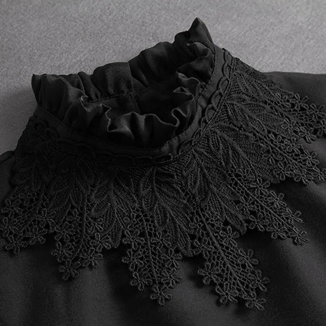 Women's Vintage Lace Front Tie Detachable Collar