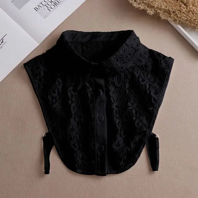 Women's Vintage Lace Front Tie Detachable Collar
