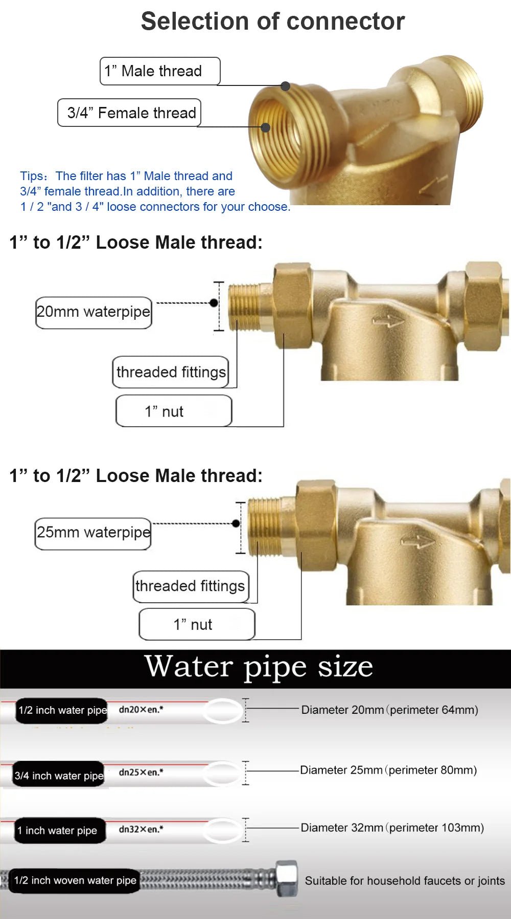Hot Water siphon backwash Prefilter Purifier system 40micron stainless steel mesh copper Cover whole house Pre - filter - memorylane shop